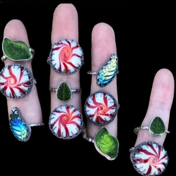 Artisan Xmas peppermints & Solstice Tea Leaf Rings handmade - Picture 2 of 3